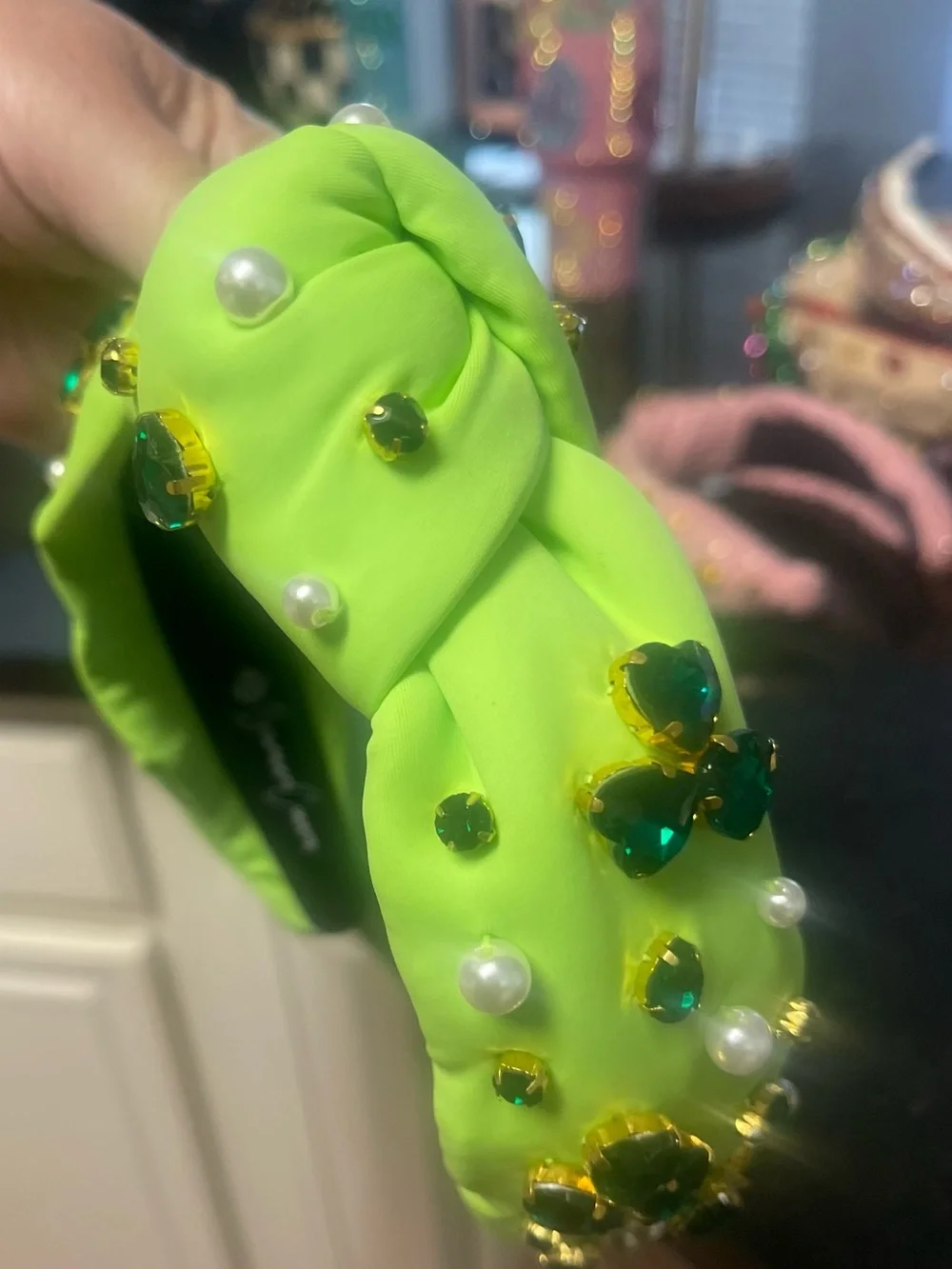 Brianna Cannon neon green St. Patrick's Day headband, New